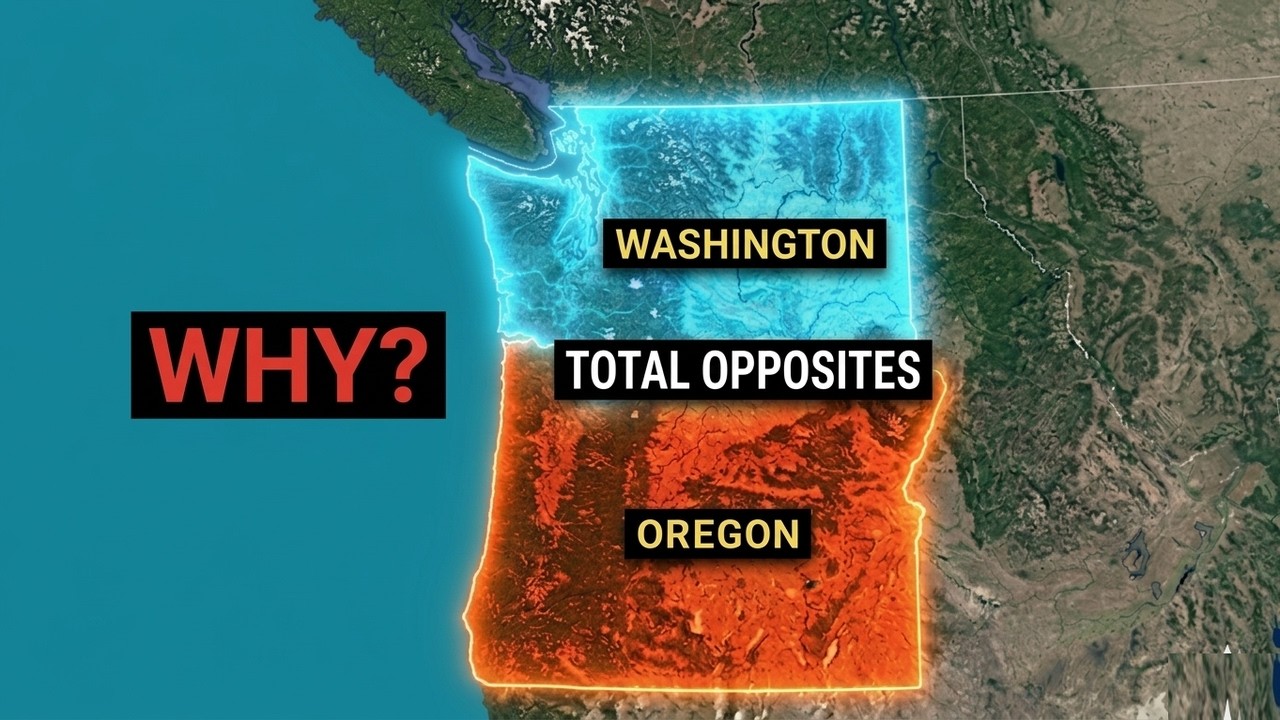 Why Washington and Oregon are completely opposites  (same border)