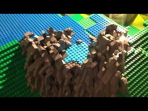 Felswandarbeiten am großen See - Bau einer Mittelalterwelt aus Klemmbausteinen/Lego - Teil 16