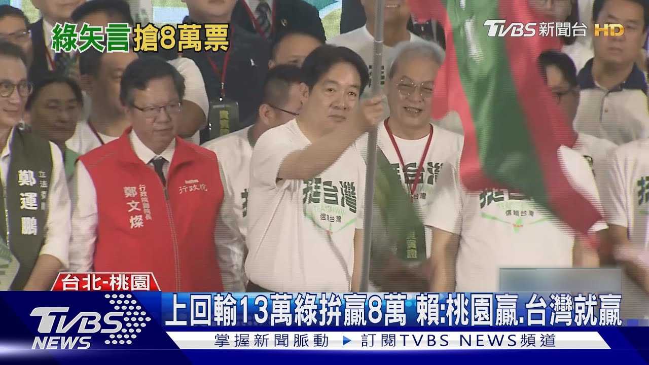 上回輸13萬綠拚贏8萬　賴清德：桃園贏、台灣就贏