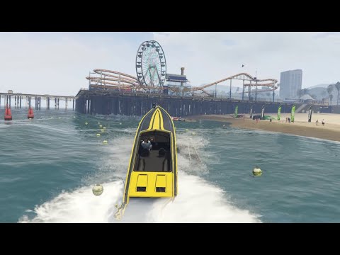 GTA 5 Gameplay Jumping Speed Boat Over Waves & Crashing Into Shore Grand Theft Auto V