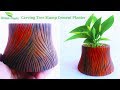 Carving Tree Stump Cement Planter for plants | Cement Craft Idea//GREEN PLANTS