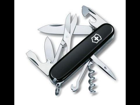 Šveicarija Victorinox Climber juodas peilis video