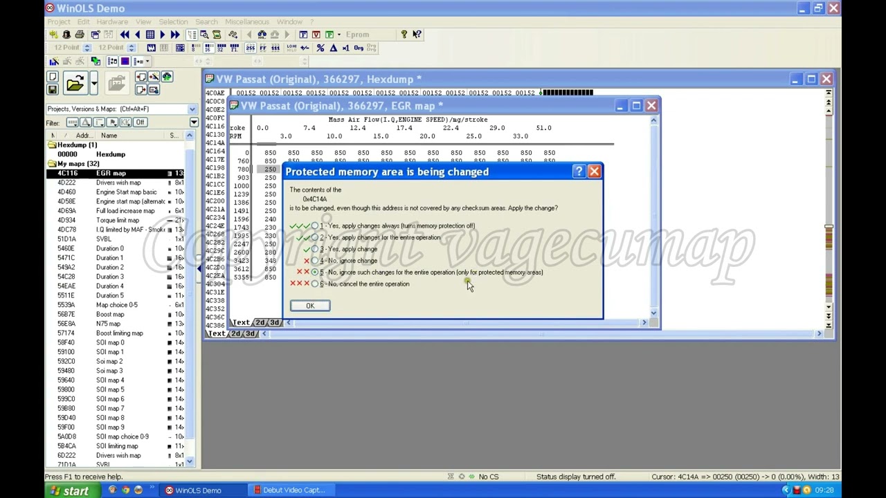 127 Winols making map changes using EGR example wm