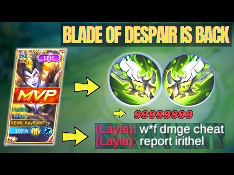 IRITHEL DAMAGE CHEATER USING BLADE OF DESPAIR 😞😞😞- (please watch)?! I IRITHEL MANIAC 🔥🔥🔥 I S28 MLBB