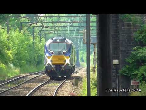 DRS Class 68 No's. 68032 & 68027 on  0H27 Crewe G.B - York @ Fairfield on 10.06.18 - HD