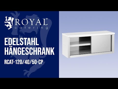 Video - Edelstahl Hängeschrank - 1200 x 400 x 500 mm - 75 kg Tragkraft pro Fach - Royal Catering
