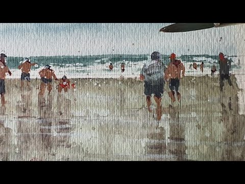 Painting The Beach in Watercolor / Easy Watercolor Painting Techniques / Drawing Beach Tutorial