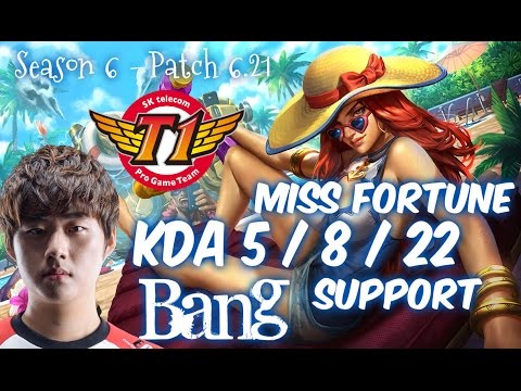 SKT T1 Bang MISS FORTUNE Support vs NAMI - Patch 6.21 NA Ranked