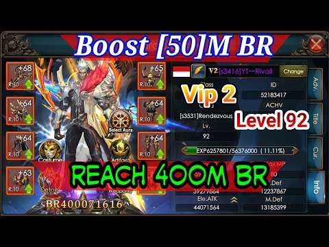 Vip2 lvl 92 Boost 50M BR Reach 400M BR!!  LEGACY OF DISCORD