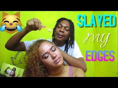 BOYFRIEND DOES GIRLFRIEND NATURAL HAIR CHALLENGE & SLAY MY EDGES?! Video