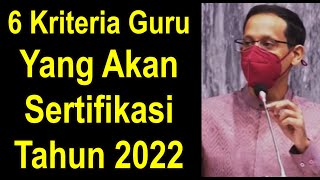 Kriteria atau syarat guru yang akan sertifikasi jalur PPG dalam jabatan tahun 2022