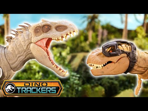 Tyrannosaurus rex Battles the Indominus rex!  | Jurassic World Dino Trackers