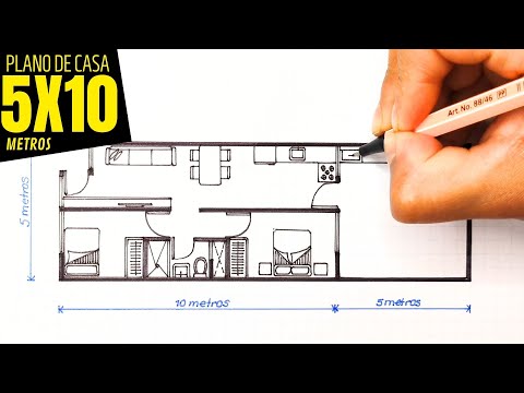 How to DRAW a SKETCH PLAN of a 5x10 meter HOUSE