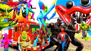 Team Avengers Challenge New Stunt cars Shrek, GTA V Giải Cứu Siêu Nhân Người Nhện || tmphuong