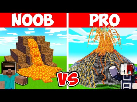 Minecraft NOOB vs PRO: GIANT VOLCANO HOUSE BUILD CHALLENGE WITH @ProBoiz95
