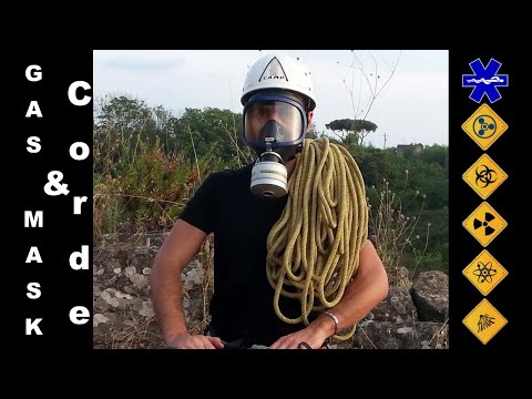 Lavoro su fune con maschera antigas (gas mask CBRNe)  "completo"