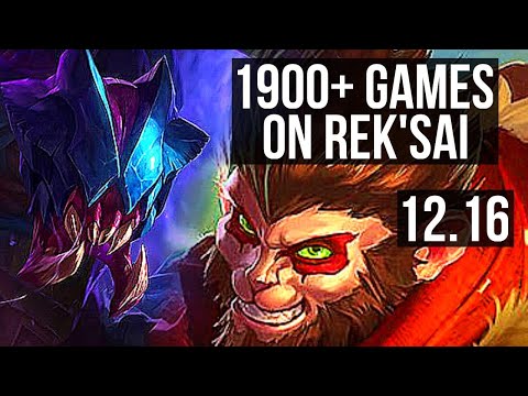 REK'SAI vs WUKONG (JNG) | 6/0/6, 1900+ games, 1.2M mastery, Dominating | KR Master | 12.16