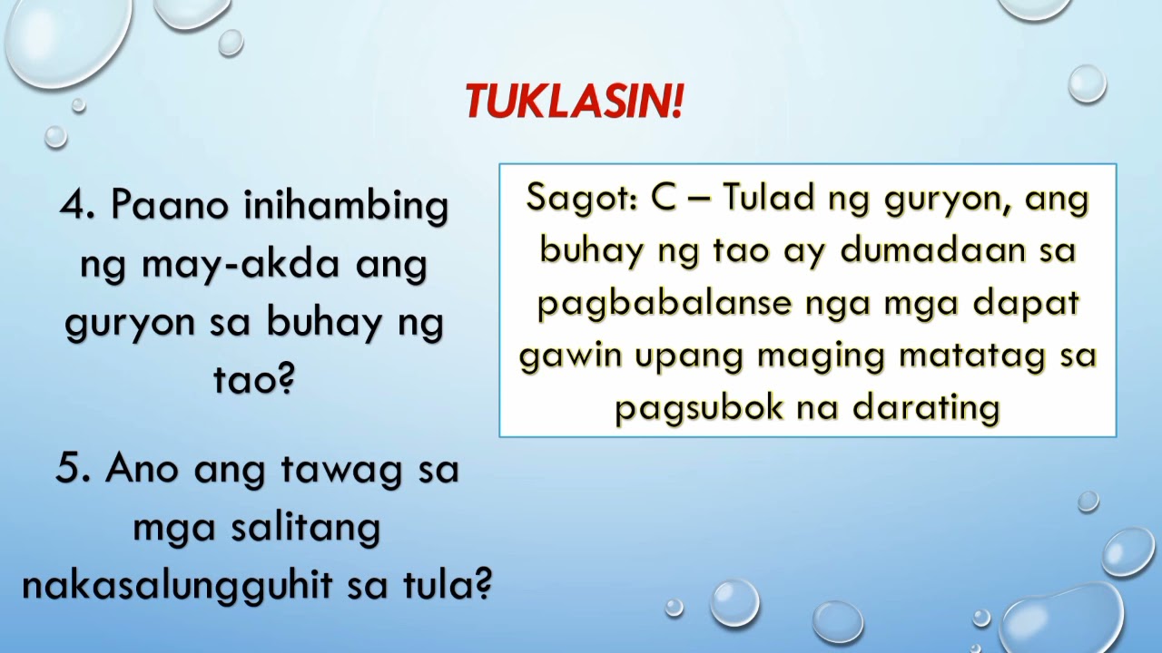 Masining & Eupimestikong Pahayag / Susi ng Pagwawasto