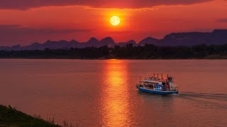 1 HOUR Calming Mekong River: Peaceful Mountains of Nakhon Phanom, Thailand