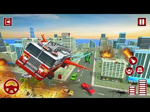 Flying Fire Truck - robot fire truck Android gameplay #1