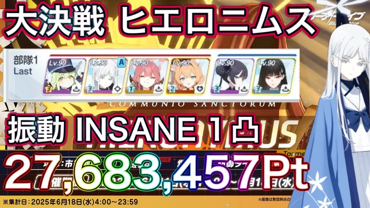 【#ブルアカ】大決戦 ヒエロニムス 振動 INSANE 1凸 27,683,457Pt 市街地 弾力装甲 ずんだもん音声字幕解説 biimシステム【ブルーアーカイブ】