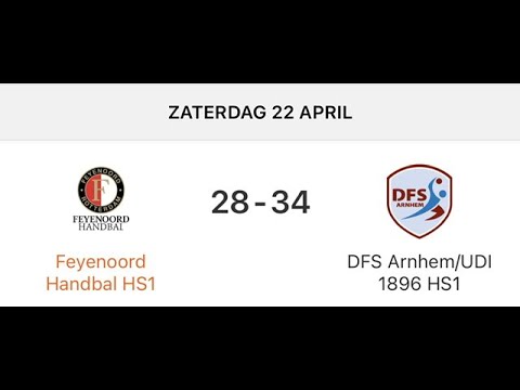 Feyenoord Handbal HS1- DFS Arnhem/UDI 1896 HS1, eindstand 28-34