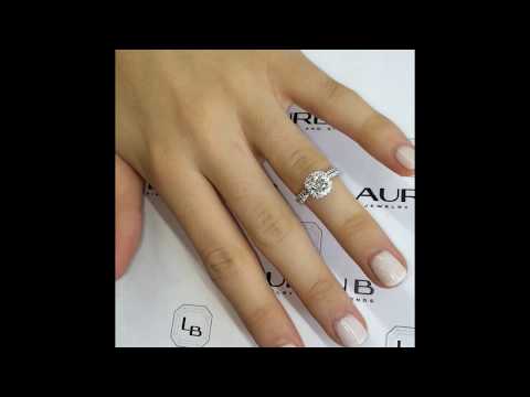 1.15 ct Cushion Cut Halo Diamond Engagement Ring in Cathedral Style