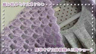 簡単立体模様編みの三角ショール◆楽しくて止まらないサクサク510ｍ編み切り