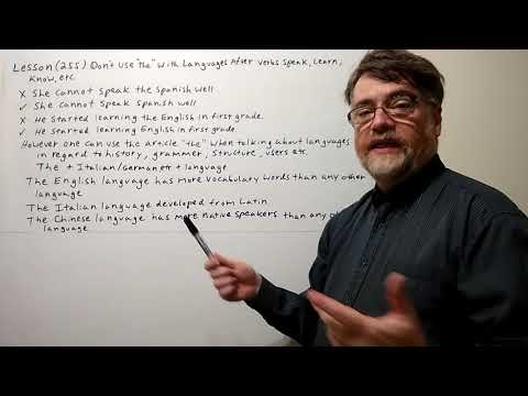 English Tutor Nick P Lesson (255) Don't Use 'the' Article After Verbs Speak, Learn , Know etc.