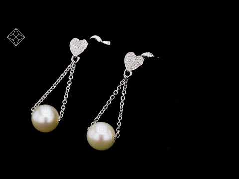 Pearl and 0.05ct Diamond Heart Earrings - Stellato Collection - H4645