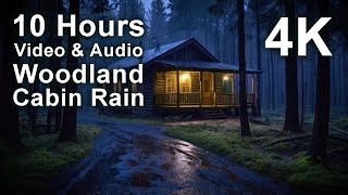 4K 10 hours - Woodland Cosy Cabin Raining - relaxing, gentle, calming, screensaver