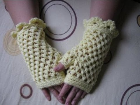 How to Crochet Finger less Crochet Gloves - Butterfly Stitch Gloves - Left Handed Crochet Tutorial Video