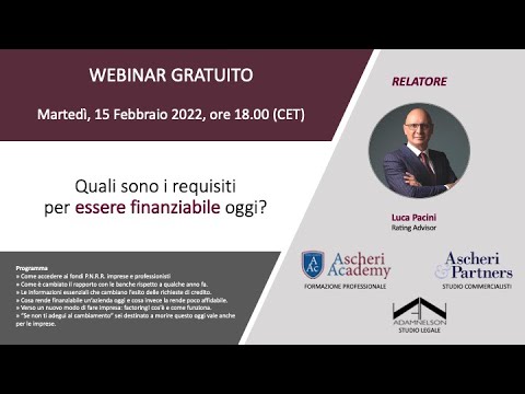 , title : 'Webinar: Quali sono i requisiti per essere finanziabile oggi?'