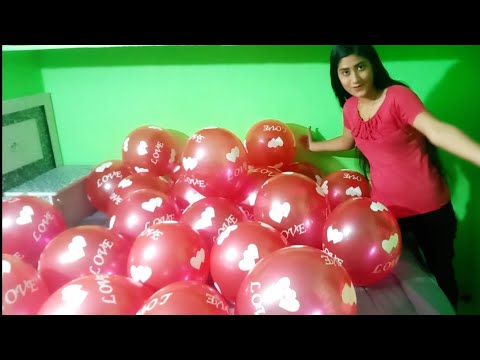 Blowing 25 Beautiful Red Love & Heart Print Balloons //fun with balloons #heartballoon #royalkhushi