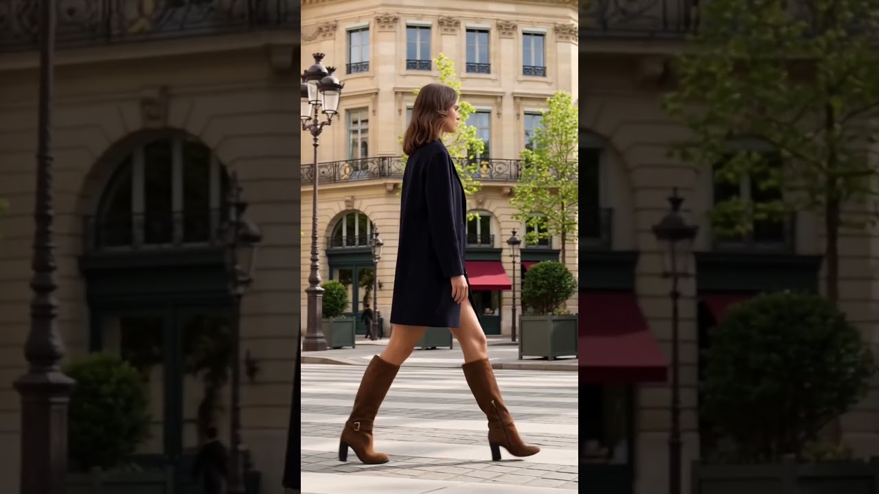 Bottes femme daim marron à talon boucle doré cheville — Aperçu vidéo