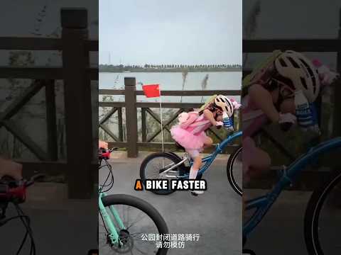 This girl ride bikes faster than adults