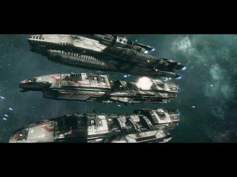 Battlestar Galactica Deadlock Resurrection  BSG 83 rescues a Minotaur gunship from Cylon basestars.