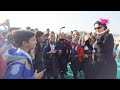 Foreigner With Indian Kids In Kite Festival Vadodara Kite Festival