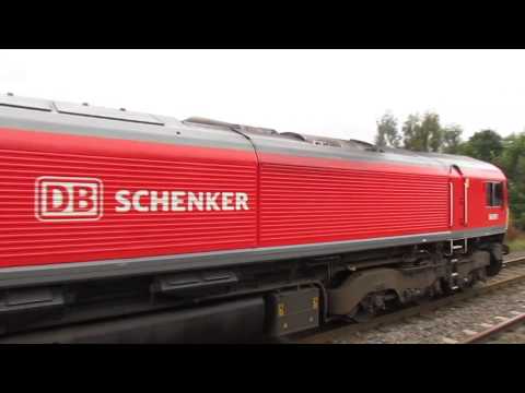 DB Schenker class 66001 hauls steel through Chesterfield 26/8/14