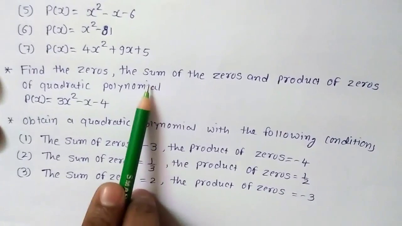 Polynomial Assignment 1 Std 10