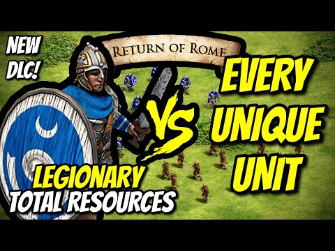 LEGIONARY (Return of Rome) vs EVERY UNIQUE UNIT (Total Resources) | AoE II: DE