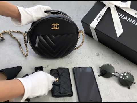 Chanel Evening Bag 黑色圓形金CC渲染灰鍊帶肩背包-Charline Boutique歐洲名牌精品代購