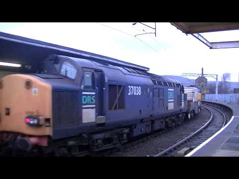 DRS 37611 tnt 37038. 6C52. Carnforth. 22/01/14