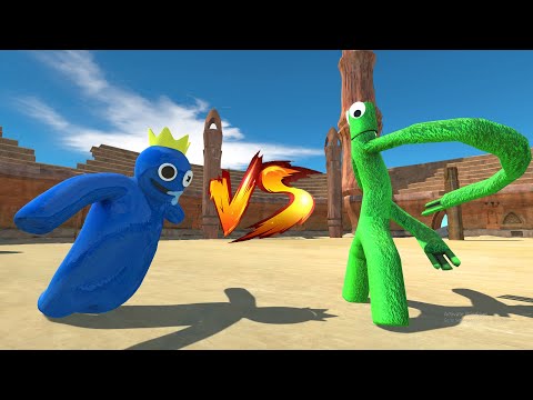 Rainbow Friends Blue vs Rainbow Friends Green - Animal Revolt Battle Simulator