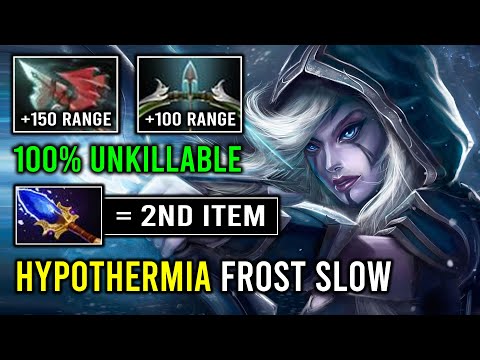 WTF 2nd Item Scepter Hypothermia Frost Slow 100% Unkillable Drow Ranger Max ATK Range Dota 2
