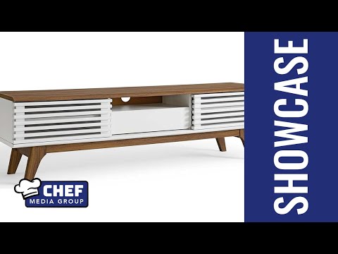 Modway Render 70" Mid-Century Modern Low Profile Media Console Entertainment TV Stand in Walnut Walnut video review thumbnail