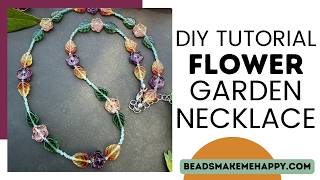 Easy Beaded Necklace DIY #tutorial  Flower Necklace Kit beadsmakemehappy.com #diy #beads #jewelry