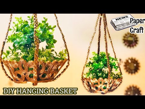 Newspaper / Magazine Hanging Flower Basket / Garden | Best Out of Waste | Newspaper Crafts Ideas Video