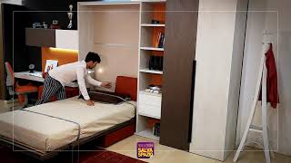 Letto a scomparsa 1 piazza e mezza verticale con divano PIuma Sofa 120