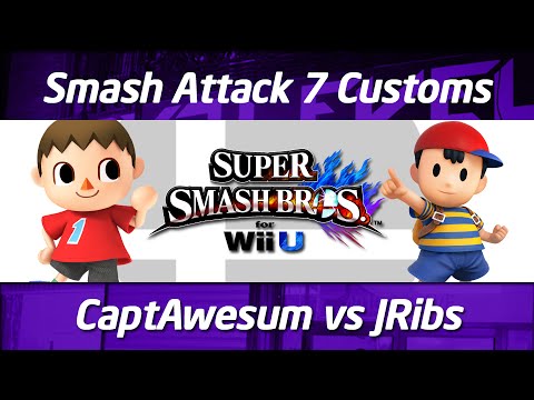 Smash Attack 7 - SSB4 Customs 1v1 - Captain Awesum (Villager) iQHQ JRibs (Ness)